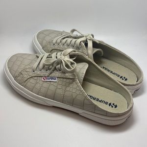 Superga 2402 - Faux Croco Taupe Crocodile slides